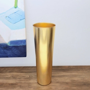 Handmade Modern Gold Metal Floor <b>Vase</b> Tapered Tall <b>Decorative</b> Flower Vessel Luxury Living Room Centerpiece Interior Accent - Product Image 2