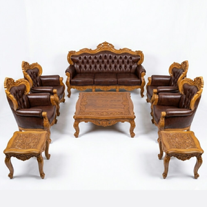 Ensemble de canapés de bureau modernes en teck de haute qualité, belles sculptures, mousse épaisse, résistant à l'eau, pour appartement, maison ou bureau. - Product Image 1