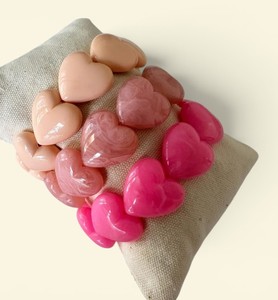 Heart Resin <b>Bracelet</b> Elastic Bangle Solid Color Three Dimensional Bead Jewelry for Women Gift Resin Crafts - Product Image 6