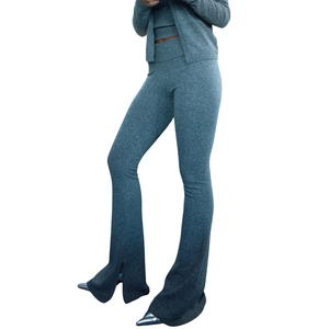 Pantalones Rectos Holgados de Cintura Media para Mujer, Pantalones de Verano de Algodón y Bambú Elásticos de Punto con Frente Plano - Product Image 1