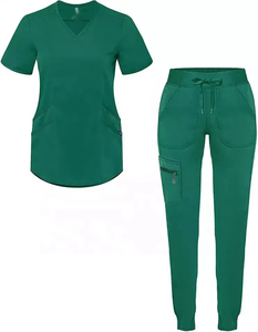 Ensemble de tenue médicale premium pour femme, personnalisable, avec haut à col en V très extensible et pantalon de jogging à taille élastique, idéal pour infirmières d'hôpital et le yoga - Product Image 5