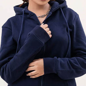 Wholesale Design Custom Logo Women's <b>Zipper</b> Up Hoodie & Sweatshirt Fleece Solid Color Full Sleeve Regular Fit Breathable Hoodies - Product Image 6