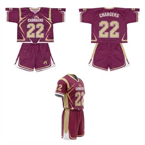 ชุดลาครอส Honey Badgers สีแดงเลือดหมู-ทอง พิมพ์ลายแบบ Sublimation ผ้าโพลีเอสเตอร์ระบายอากาศได้ดี เสื้อเจอร์ซีย์แขนสั้นและกางเกงขาสั้นสำหรับผู้ใหญ่ แบบ Unisex - Product Image 2