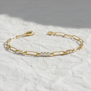 Paperclip Diamond Bracelet EF/VVS 0.27CTW Chain Bracelet Elegant Link Bracelet Lab Diamond Stacking Bracelet in 14K Solid Gold - Product Image 4