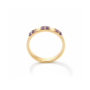 Gold & Rhodium Plated Classic Amethyst Round <b>Stone</b> Cluster Band Ring 12 <b>Stone</b> Prong Set Wedding Gemstone Jewelry - Product Image 5