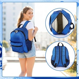 Cheerleading Backpack Custom Royal Blue Glitter <b>Mini</b> Sparkle <b>Black</b> Trim Mesh Pocket Squad <b>Bag</b> OEM - Product Image 3