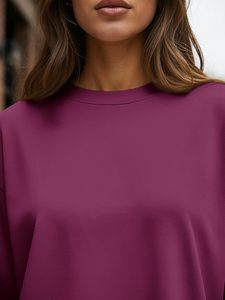 Camiseta de Manga Larga para Mujer, 100% Algodón, Cuello Redondo, Informal, Básica, con Logotipo Personalizado, Lisa, Blanca, a la Moda, OEM, ODM - Product Image 2