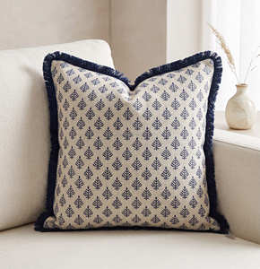 Funda de cojín con estampado indio, color beige, diseño botánico, con ribete, estilo rústico, decoración de granja, 18 × 18 pulgadas - Product Image 5