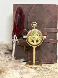 Antique Style Nautical Brass <b>Desk</b> <b>Clock</b> Round Analog Tabletop Timepiece for Home Office Decoration - Product Image 3