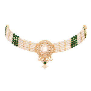 Designer 18K Gold Plated <b>Crystal</b> Stone Pearl Diamond Beads Choker Necklace Set <b>Ball</b> Pattern Alloy for Parties-10575550DGR - Product Image 2