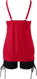 <b>Women</b> Red Tankini Swimsuit 2 Piece Set Ruched Scoop Neck Top Black Drawstring <b>Shorts</b> Quick Dry - Product Image 4