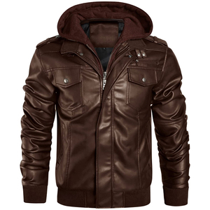 Vestes en cuir chaudes d'hiver pour hommes et garçons, best-sellers, avec capuche, respirantes, coupe-vent, style streetwear, veste d'extérieur pour homme - Product Image 3