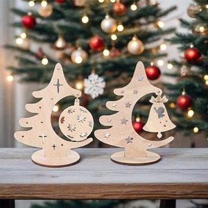 Premium Quality Wooden Christmas Tabletop Tree for Seasonal Home Decoration Office <b>Desk</b> and Gift Display Available For Sale - Product Image 1