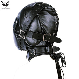 Capucha de cuero acolchada personalizada para bondage, arnés de cabeza ajustable, máscara facial completa para clubwear, capucha de cuero resistente para fiestas y disfraces. - Product Image 3