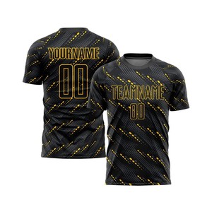 Custom Sublimated <b>Soccer</b> Jersey Blue Black Gradient Crew Neck Short Sleeve Moisture Wicking Unisex Adult Team Name Number - Product Image 4