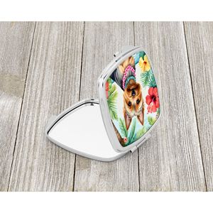Espejo de maquillaje de viaje compacto Silky Terrier Luau para mujer y niña, regalo decorativo de mano plegable de bolsillo, conveniente para maquillaje - Product Image 2