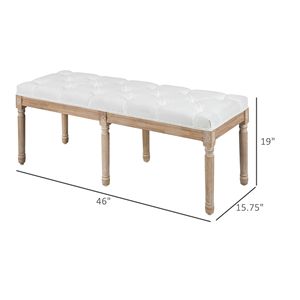 Panca per Camera da Letto in Stile Francese, Bianco Crema con Gambe in Legno Massello, Arredo Classico Rustico per Fondo Letto - Product Image 3