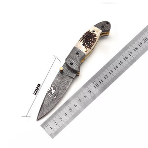 Cuchillo plegable de acero de Damasco para colección de equipo de exterior, cuchillo de bolsillo de Damasco con elegante diseño de mango, hecho a mano. - Product Image 6