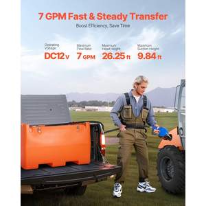 Kit de Bomba de Transferencia de DEF de 12V, Bomba de Agua Eléctrica de Diafragma de 7 GPM, Autocebante, Tanque de 48 Galones, Boquilla Automática, Manguera de 9.84 pies, 26.25 pies - Product Image 4