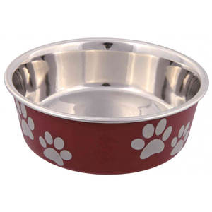 Tazón de Acero Inoxidable para Mascotas de 0.8 L y 17 Cm con Diseño de Huella de Pata para Perros y Gatos - Product Image 1