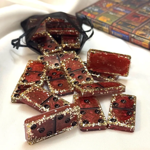 Handmade Red Resin <b>Domino</b> <b>Set</b>, Customizable Party Game Luxury Game <b>Set</b> - Product Image 1