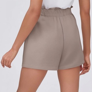 Women's High Waist Elastic Cotton Shorts With Drawstring And Pockets Casual Loose Fit Solid Green Short <b>Pants</b> with low MOQ - Product Image 2