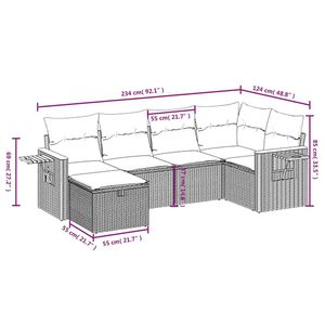 Ensemble de canapé de jardin modulaire en rotin PE gris 6 pièces, meubles d'extérieur modulaires confortables - Product Image 4