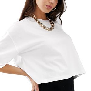Transpirable personalizado 100% algodón mujeres camisetas mujeres Crop Top camisas mujeres manga larga crop top camisetas - Product Image 5