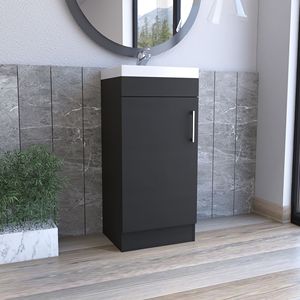 Mobile da Bagno Sevilla con Anta Singola, Armadietto Nero - Product Image 1