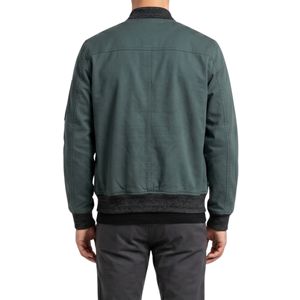 Muted Teal Slate Green <b>Flight</b> Bomber <b>Jacket</b> Contrasting Charcoal Rib Knit Trim Breathable Windproof <b>Jackets</b> - Product Image 2