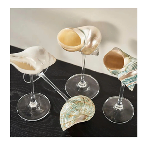 Verre à vin artisanal léger en verre et coquillages naturels, style artisanal populaire, pour bar à cocktails, restaurant, décoration de mariage - Product Image 3
