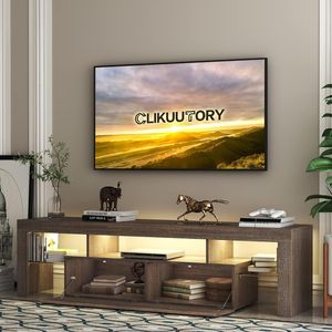 Mobile TV Moderno DFW in Legno Marrone Stile Rustico con Ampio Cassetto Portaoggetti Lucido per TV da 40 50 55 60 65 70 75 Pollici - Product Image 2