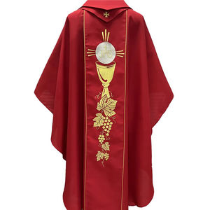 Chasuble de Prêtre en Tissu Polyester Rouge avec Broderie Dorée et Étole 2026 – Nouvelle Chasuble Brodé Sur Mesure - Product Image 6