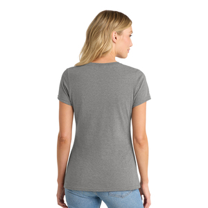 Camiseta de Cuello en V para Mujer de Alta Calidad, Mezcla de Algodón y Poliéster, Manga Corta Informal, Fabricante de Etiqueta Privada con Impresión Personalizada - Product Image 4