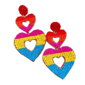 Boucles d'oreilles pendantes de luxe faites à la main en broderie perlée multicolore fantaisie pour femmes et filles élégantes nouveau beau design - Product Image 1