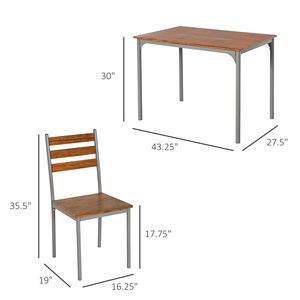 Set Tavolo da Pranzo Moderno e Lussuoso, 4 Pezzi, Tavolo Rettangolare con 4 Sedie Resistenti per Spazi Ristretti - Product Image 3