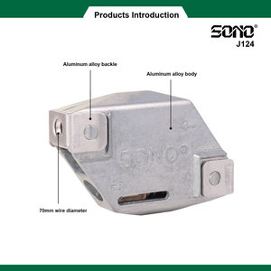 เครื่องมือรัดลวดรั้วอะลูมิเนียมอัลลอยด์สีเทา SONO J124 พร้อมตัวล็อค ขนาด 70 มม. สำหรับลวดขนาด 4.2-6.2 มม. - Product Image 2