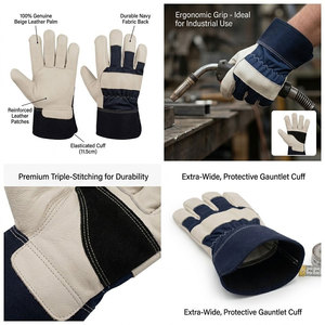 Gants de conducteur professionnels en cuir de chèvre grainé certifiés CE, avec manchette de sécurité, anti-chaleur, antidérapants, pour l'industrie et le jardinage - Product Image 6
