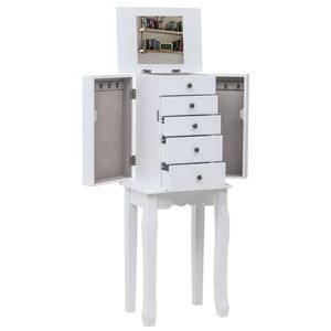 Armadio Portagioie con 5 Cassetti e 8 Ganci, Mobile Verticale con Spazio di Archiviazione Superiore su 2 Lati - Product Image 6