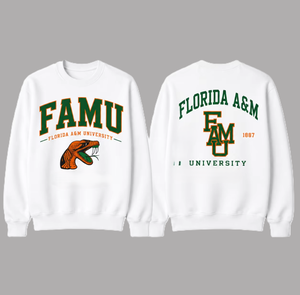 Sudadera de cuello redondo FAMU para mujer al por mayor, de mezcla de algodón grueso, estilo vintage de invierno, con gráfico de la Universidad Agrónoma y Mecánica de Florida - Product Image 1