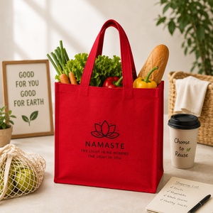 Sac fourre-tout en jute rouge écologique avec poignée en corde, logo personnalisé, réutilisable, pour mariage, plage, promotionnel, shopping, vente en gros - Product Image 3