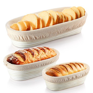 Long Rectangular Rattan Banneton Proofing <b>Basket</b> - Natural Wicker <b>Bread</b> Proving Set for Sourdough & Baguettes - Product Image 3