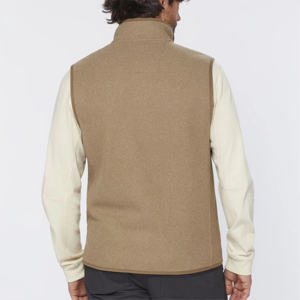 Gilet en polaire épais pour homme, fermeture éclair intégrale, col montant, sans manches, coupe-vent, vêtement d'extérieur décontracté, hiver, couleur unie, doublure en sherpa - Product Image 5