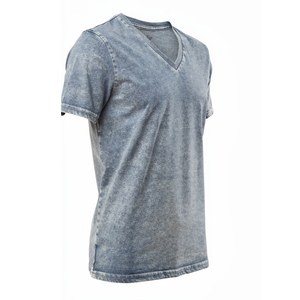 Camiseta de Hombre Gris con Cuello en V, 100% Algodón, Manga Corta, Estilo Casual, Ligera, Lavada, Camiseta para Hombre, Camisetas para Hombre con Efecto Lavado a la Piedra - Product Image 2
