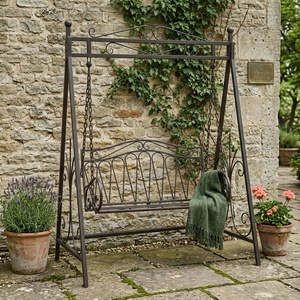 Fauteuil balançoire de patio en fer forgé fait main, robuste, 2 places, banc de jardin, style victorien, coussin non imperméable - Product Image 4