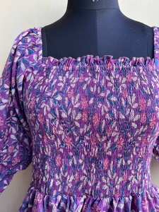 Vestido Maxi bohemio de algodón floral Vestido estampado de bloque de mano púrpura Vestido largo de algodón indio - Product Image 5