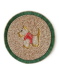 Handmade <b>Beaded</b> Flower <b>Coaster</b> Set Round Teal Orange Center Decorative Heat Resistant Mats for Cups and Glasses - Product Image 4