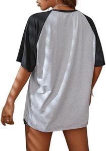 Camiseta de Manga Corta con Bloques de Color y Cuello Redondo para Mujer, Corte Holgado, Informal, 100% Algodón Jersey, para Primavera/Verano, ODM - Product Image 4