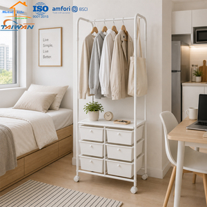 Modern 6-Drawer Storage Cart Adjustable Rolling <b>Wardrobe</b> Rack for Entryway <b>Small</b> Room Made In Taiwan - Product Image 1
