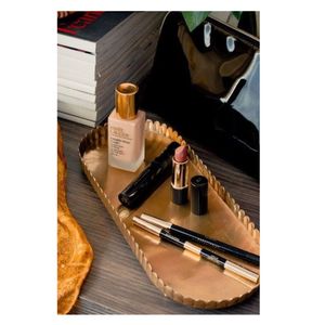 Plateau de service rond en laiton brossé de luxe, plat décoratif en métal doré pour bibelots, plateau à bijoux pour table basse, décoration intérieure, plateaux cadeaux - Product Image 4